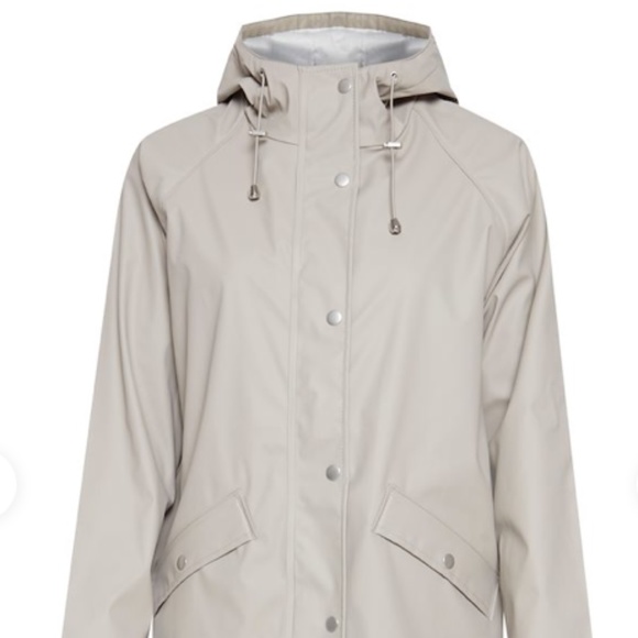 Women's XL Beige Hooded Raincoat Trenchcoat - Picture 2 of 8